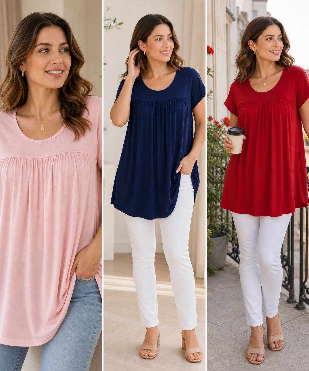Comfort Tunic на одній моделі у трьох кольорах